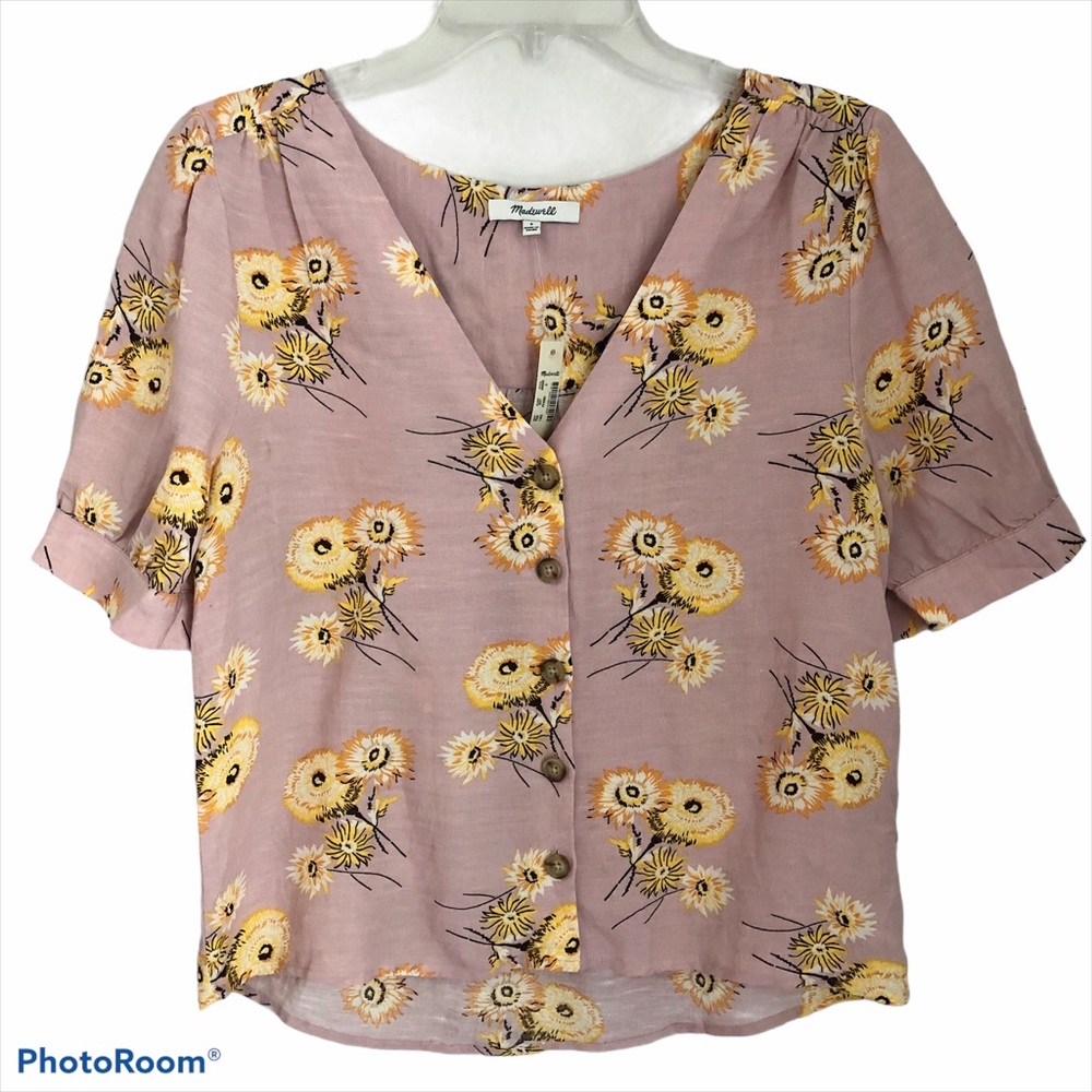 NWT Madewell Linen Daisy Button Top U30